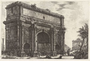 Vista del arco de Septimio Severo, de Vedute di Roma de Giovanni Battista Piranesi