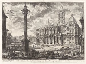 Vista de la Basílica de Santa Maria [Maggiore] con sus dos alas flanqueantes), de Vedute di Roma (Vistas de Roma) de Giovanni Battista Piranesi