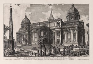 Vista de la fachada trasera de la basílica de Santa María la Mayor, de Vedute di Roma (Vistas de Roma) de Giovanni Battista Piranesi
