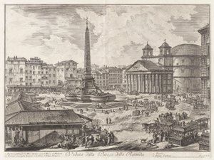 Veduta della Piazza della Rotunda (Vista de la Piazza della Rotonda [con el Panteón al fondo]), de Vedute di Roma (Vistas de Roma) de Giovanni Battista Piranesi