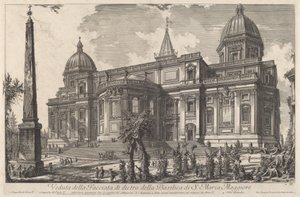 Vista de la fachada trasera de la Basílica de S. María la Mayor de Giovanni Battista Piranesi