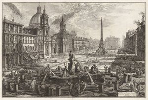 Vista de la plaza Navona sobre las ruinas del Circo Agonal [Circo de Domiciano], de Vedute di Roma (Vistas de Roma) de Giovanni Battista Piranesi