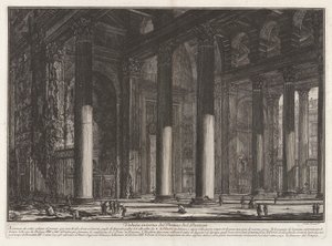 Vista interior del Pronaos del Panteón, de Vedute di Roma (Vistas de Roma)