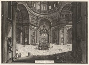 Vista interior de la Basílica de San Pedro de Giovanni Battista Piranesi