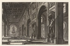 Vista interior de la basílica de San Juan de Letrán, de «Vedute di Roma» de Giovanni Battista Piranesi