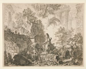 Vistas de Roma: Frontispicio con estatua de Minerva de Giovanni Battista Piranesi
