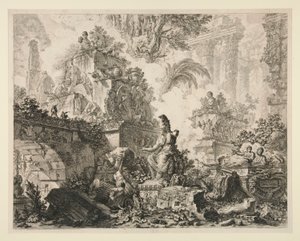Vistas de Roma: Frontispicio con estatua de Minerva de Giovanni Battista Piranesi