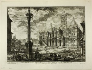 Vista de la Basílica de S. Maria Maggiore con sus dos alas laterales, de Vistas de Roma de Giovanni Battista Piranesi