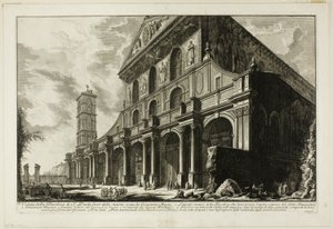Vista de la Basílica de S. Paolo fuori delle Mura [San Pablo Extramuros], construida por Constantino el Grande, de Vistas de Roma de Giovanni Battista Piranesi