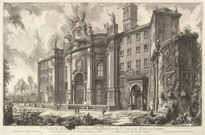 Vista de la fachada de la Basílica de S. Croce en Gerusalemme, ca. 1750 de Giovanni Battista Piranesi