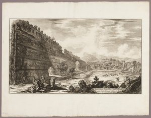Vista de los restos del Fuerte Pretorio [el Poecile], Villa Adriana, Tívoli, desde Vistas de Roma de Giovanni Battista Piranesi