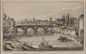 Vista del Puente Sisto, c.1778-92 (aguafuerte) de Giovanni Battista Piranesi