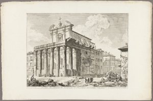 Vista del Templo de Antonino y Faustina en el Foro Romano, de Vistas de Roma de Giovanni Battista Piranesi