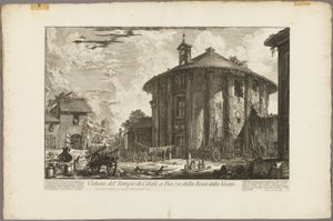Vista del Templo de Cibeles en la Piazza de la Bocca della Verità, de Vistas de Roma de Giovanni Battista Piranesi
