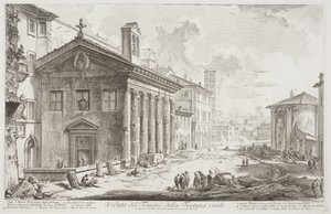 Vista del Templo de Fortuna Virilis, ahora la iglesia armenia de S. Maria Egizziaca de Giovanni Battista Piranesi
