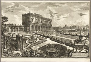 Vista de la villa de Su Eminencia el Cardenal Alessandro Albani, fuera de Porta Salaria, de Vistas de Roma de Giovanni Battista Piranesi