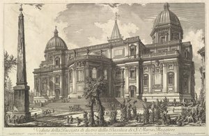 Vista de la entrada trasera de la Basílica de S. Maria Maggiore, de Veduta di Roma R..., ca. 1742 de Giovanni Battista Piranesi