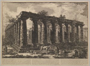 Vista mostrando los restos de un gran recinto de columnas, de Différentes vues de, ca. 1748