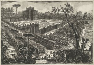 Villa Doria Pamphili te Roma Villa Panfili fuera de Porta S. Pancrazio (título sobre objeto) Gezichten op Rome (título de la serie) Vistas de Roma diseñadas y grabadas por el arquitecto Giambattista Piranesi Ve (nez) iano (título de la serie) de Giovanni Battista Piranesi