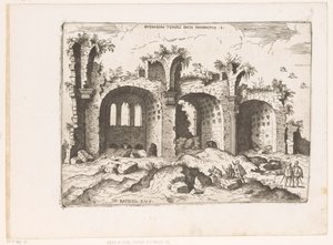 Vista de la Basílica de Majencio en Roma
Prospecto del Ruinarum Templi Pacis (título del objeto)
Ruinas romanas (título de la serie)
Praecipua aliquot Romanae Antiquitatis Ruinarum Monimenta (...) (título de la serie) de Giovanni Battista Pittoni (I)