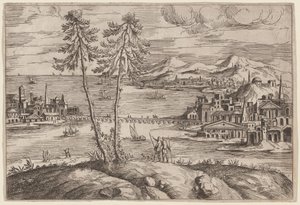 Paisaje con dos árboles de Giovanni Battista Pittoni