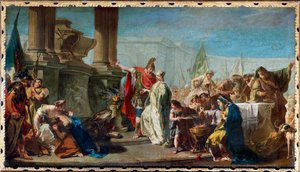 Polixena, hija de Priamos, rey de Troya, es sacrificada en expiación al espíritu del difunto Aquiles ... de Giovanni Battista Pittoni