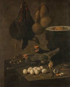 Bodegón con gallinas y huevos de Giovanni Battista Recco