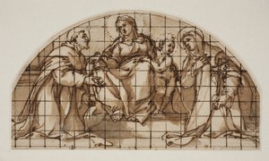 Luneta con la Virgen y el Niño con San Francisco de Asís y Santa Catalina de Siena de Giovanni Battista Ricci