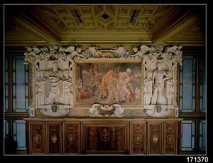 El saqueo de Troya o Catania, detalle del esquema decorativo en la Galería de Francisco I (1494-1547) 1535-40