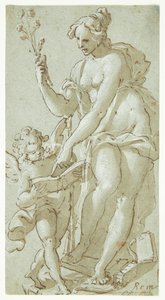 Venus enseña a Amor, que lee un libro de Giovanni Battista Rovere