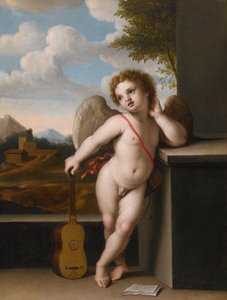 Giovanni Battista Salvi Un ángel con una guitarra en la mano