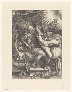 Marte y Venus como amantes de Giovanni Battista Scultori