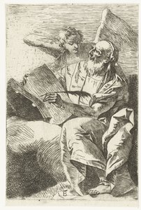 Evangelista Mateo con ángel Cuatro evangelistas (título de la serie) de Giovanni Battista Tiepolo (attributed to)