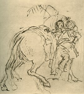Un jinete apoyado en su caballo, c1740s, 1928 de Giovanni Battista Tiepolo