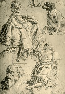 Estudios de Detalle para los Frescos en el Kaisersaal en la Residencia de Wurzburgo, 1751-1752 de Giovanni Battista Tiepolo