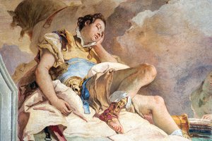 (detalle) Rinaldo, de Armida secuestrando al durmiente Rinaldo, de la Sala de Jerusalén Liberada en la Palazzina, 1757 de Giovanni Battista Tiepolo