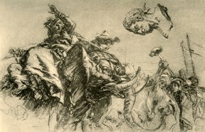 Mujer oriental en un elefante. Busto de un emperador romano, 1752-1753, 1928 de Giovanni Battista Tiepolo