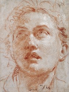 Cabeza de un hombre mirando hacia arriba de Giovanni Battista Tiepolo