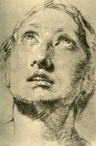 Cabeza de una joven, mirando hacia arriba, c. 1755 de Giovanni Battista Tiepolo