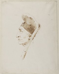 Cabeza de un anciano de perfil que lleva un tocado exótico de Giovanni Battista Tiepolo