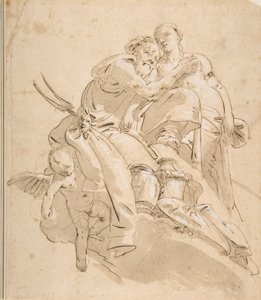 Deidad marina con figura femenina asistente, ca. 1716-1770 de Giovanni Battista Tiepolo