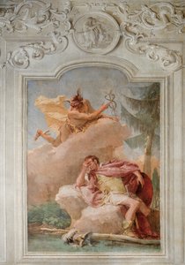 Mercurio exhortando a Eneas a dejar Cartago, de la Sala de la Eneida en la Palazzina, 1757