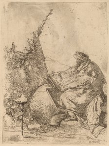 Filósofo sentado, con globo, libro y compás de Giovanni Battista Tiepolo