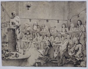 Academia de Piazzetta: Artistas dibujando un desnudo de Giovanni Battista Tiepolo