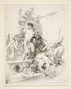 Punchinello hablando con los dos magos, de la serie Scherzi di Fantasia de Giovanni Battista Tiepolo