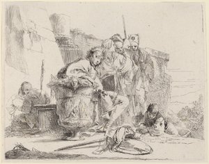 Joven sentado apoyado en una urna de Giovanni Battista Tiepolo