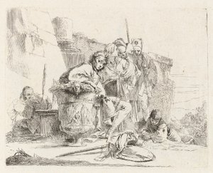 Joven sentado apoyado en una urna, de Vari capricci (Varios Capriccios) de Giovanni Battista Tiepolo