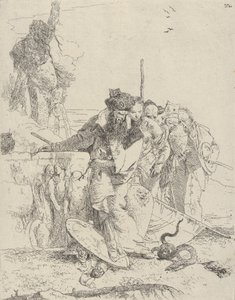 Seis personas observando una serpiente, de los Scherzi de Giovanni Battista Tiepolo