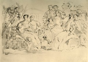 Boceto para un retrato grupal, mediados del siglo XVIII, 1928