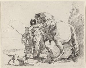 Soldado con caballo y asistente de Giovanni Battista Tiepolo